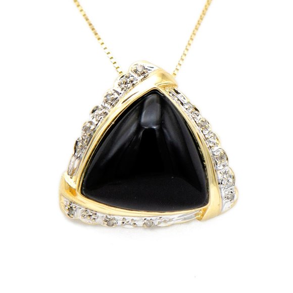14k Gold Trillion Onyx Pendant